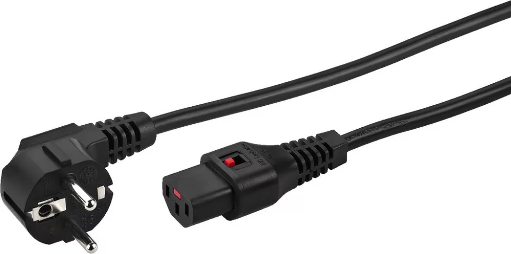 AAC-100IEC Hálózati tápkábel reteszelhető IEC dugóval, 1 m