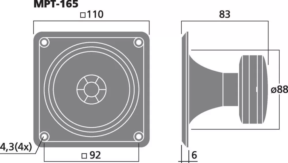 MPT-165 Piezo tweeter - view 2