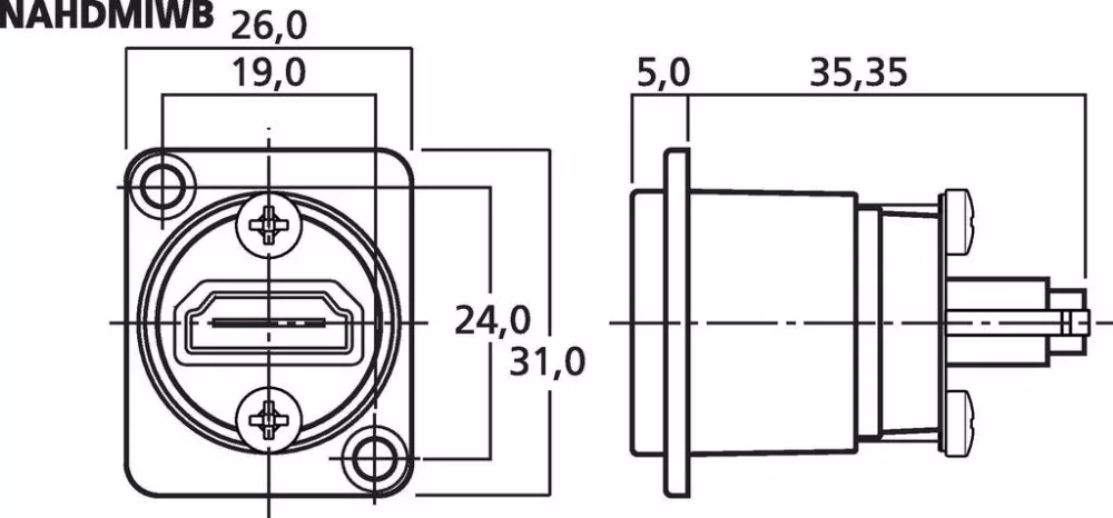 NAHDMIWB HDMI™ feed-through panel jacks - 2. kép