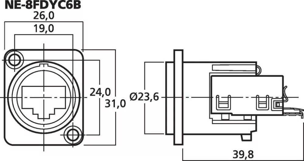 NE-8FDYC6B Beépíthető EtherCon aljzatok - 2. kép