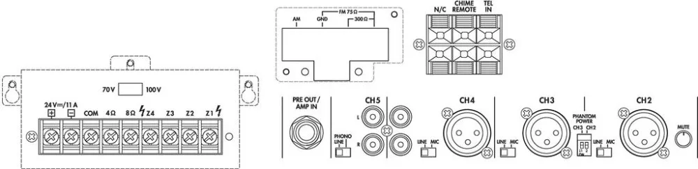 PA-1200 4-zónás PA monó keverőerősítő - 2. kép
