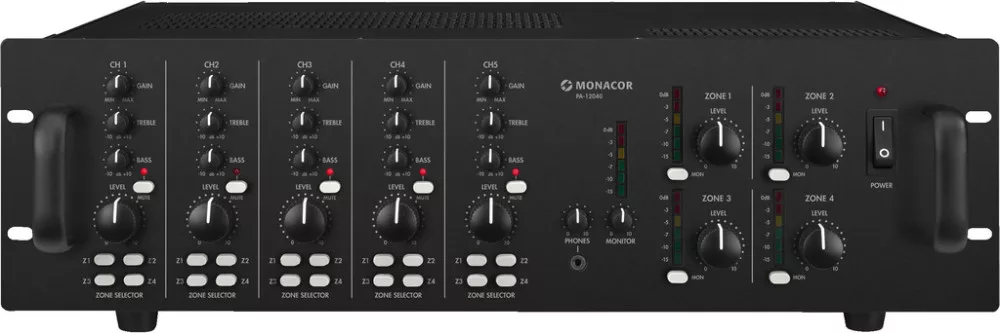 PA-12040 4-zone mono keverőerősítők, 4 x 120 W