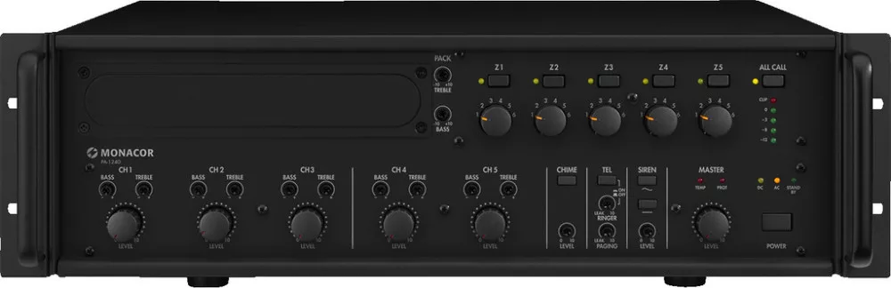 PA-1240 5-zone PA mono keverőerősítők, 240 W