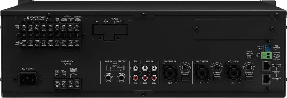 PA-1240 5-zónás PA monó keverőerősítők, 240 W - 3. kép
