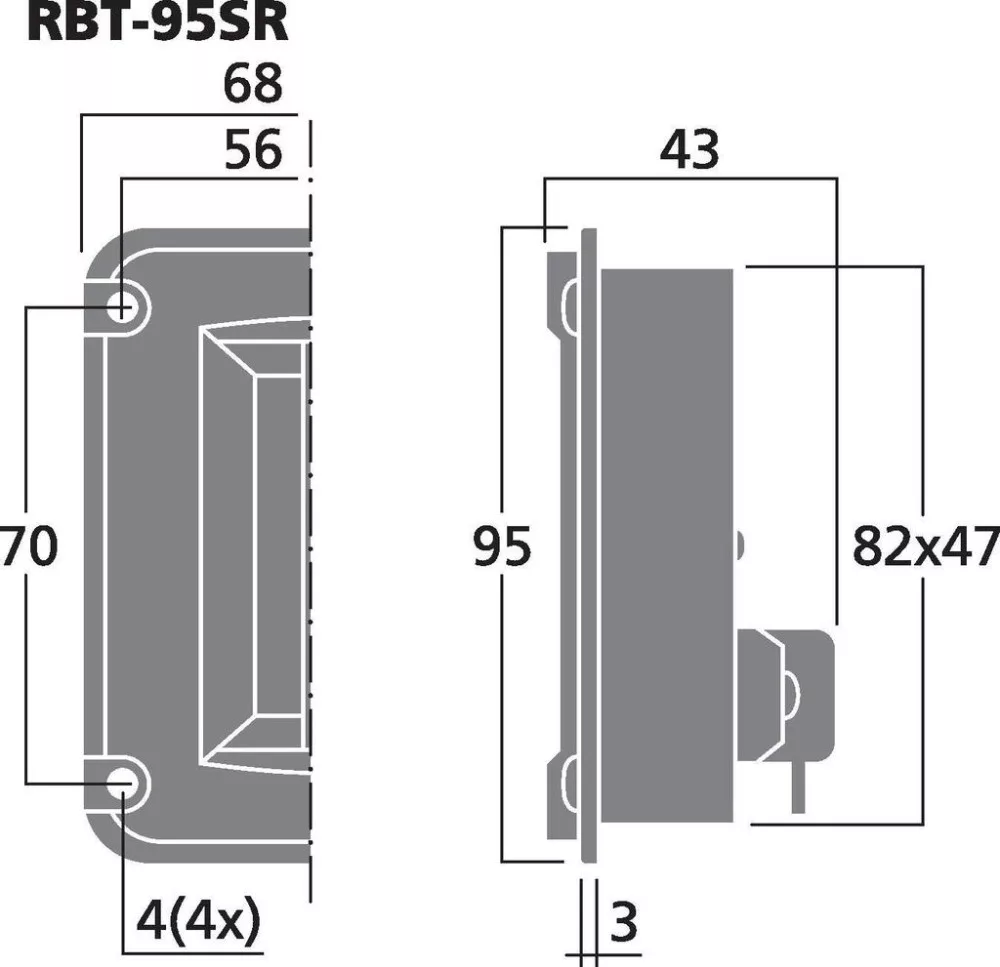 RBT-95SR Szalag magassugárzó, 40 W, 8 Ohm - 3. kép