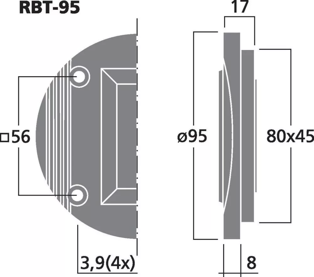 RBT-95 Szalagsugárzó, 60W max , 30W eff , 8Ω - 2. kép