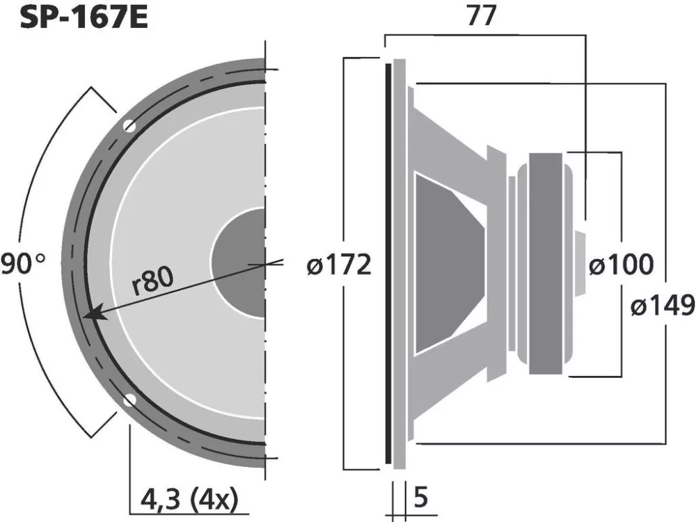 SP-167E Hi-Fi mélyközépsugárzó, 70W max , 4Ω - 3. kép