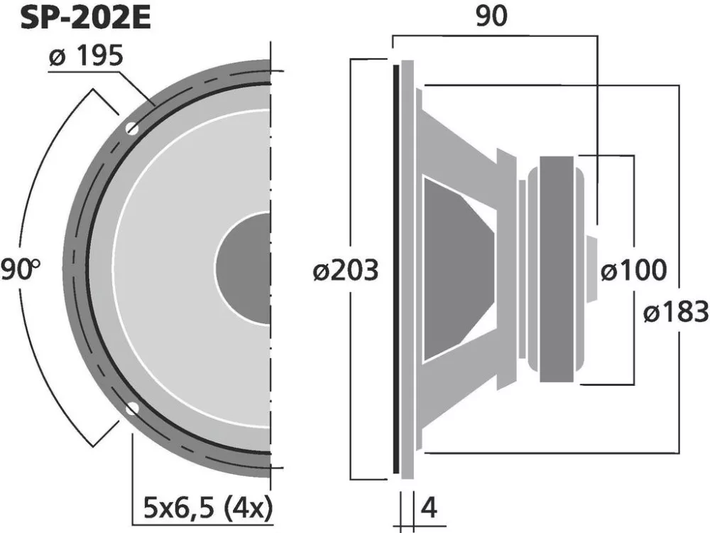 SP-202E Hi-Fi mélyközépsugárzó, 100W max , 4Ω - 3. kép