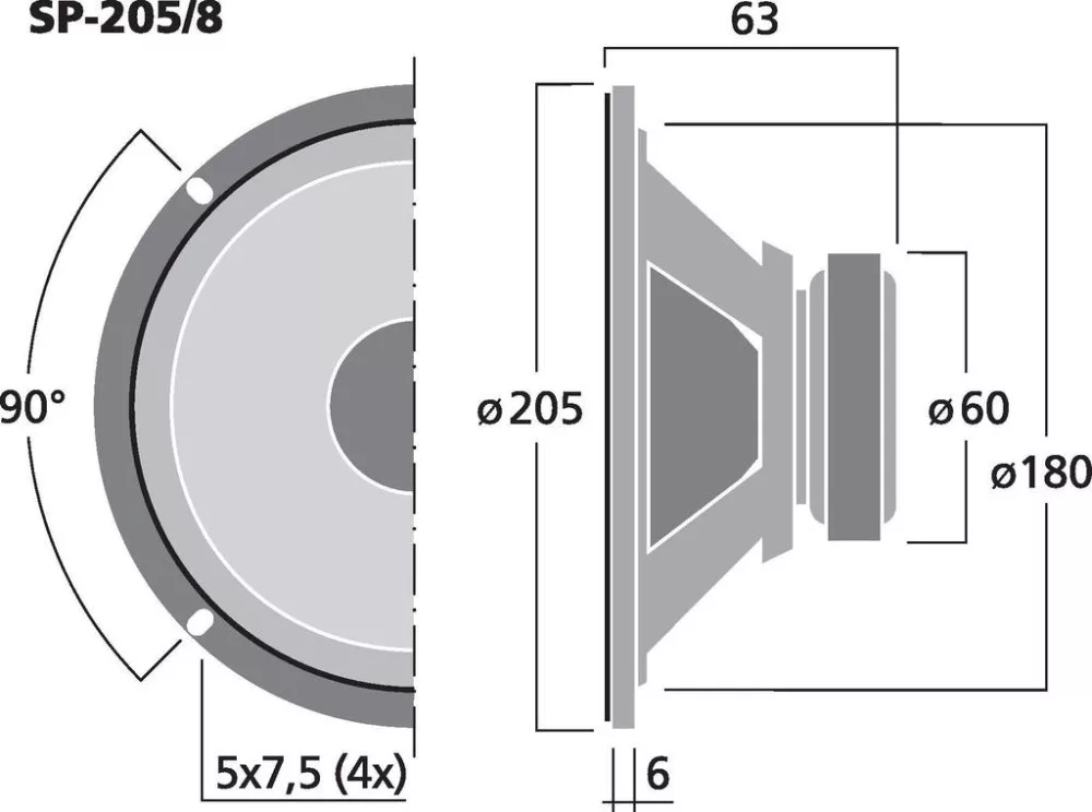 SP-205_8 Univerzális szélessávú hangszóró, 8Ω - 2. kép