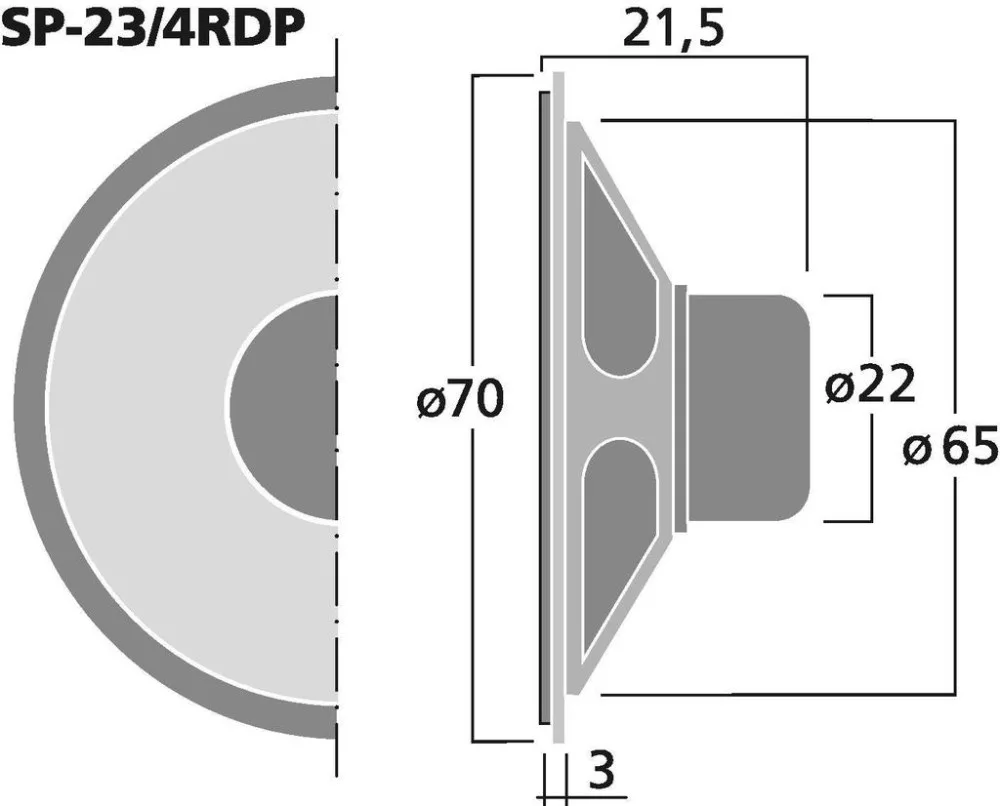 SP-23_4RDP Mini Süllyeszthető Hangszórók, 8Ω - 2. kép