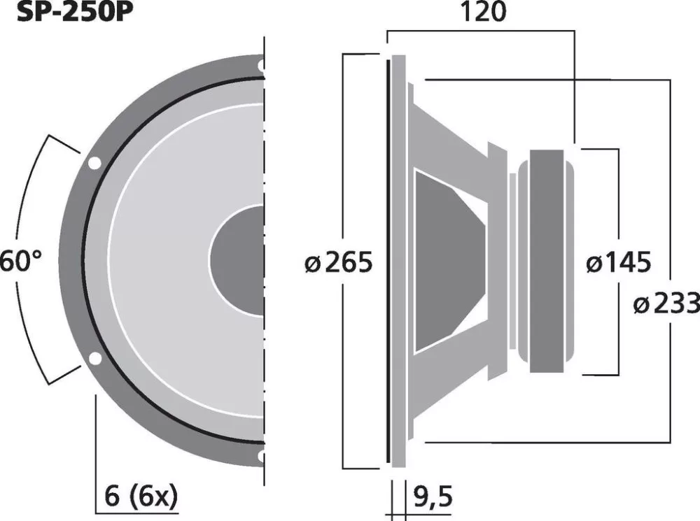 SP-250P Basszushangszóró, 200W max , 8Ω - 3. kép