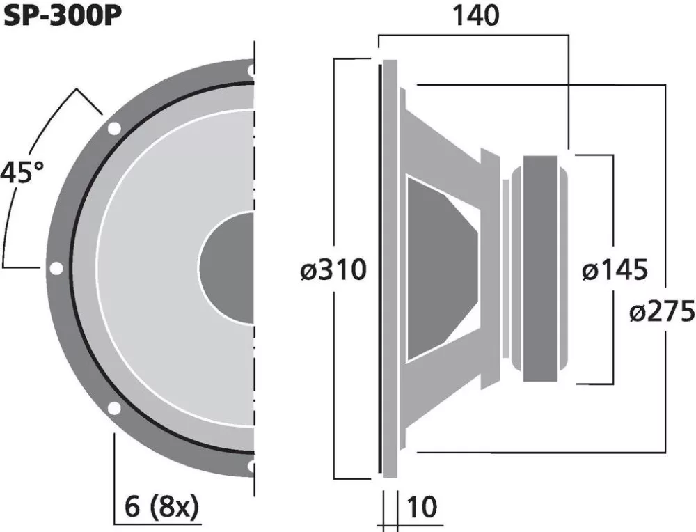 SP-300P-OUT Basszushangszóró, 200W max , 8Ω - 3. kép