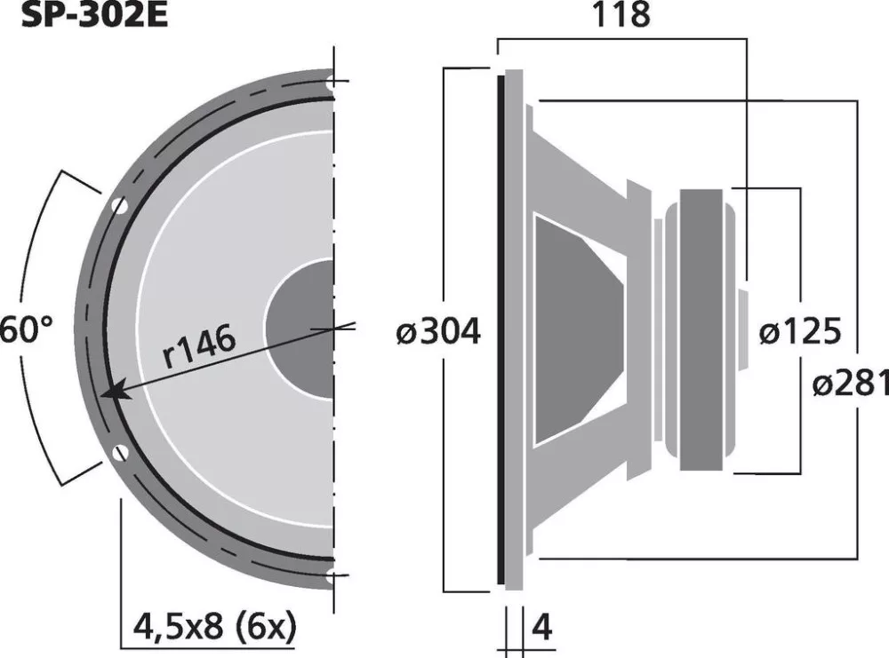 SP-302E Hi-Fi mélyközépsugárzó, 200W max , 4Ω - 3. kép