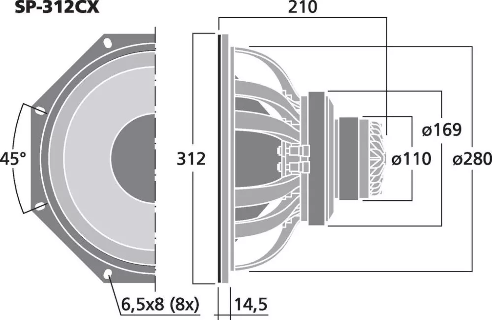 SP-312CX 2-utas koaxiális PA hangszóró - 2. kép
