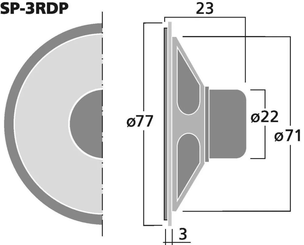 SP-3RDP Mini Süllyeszthető Hangszórók, 8Ω - 3. kép