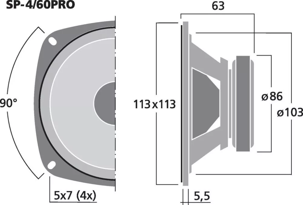SP-4/60PRO PA középsugárzó hangszóró, 30W / 8 Ohm - 2. kép