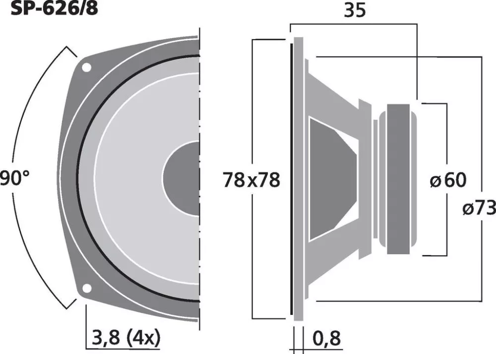 SP-626_8 Univerzális szélessávú hangszóró, 8Ω - 2. kép