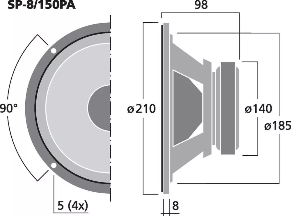 SP-8_150PA PA mélyközépsugárzó, 300W max , 8Ω - 3. kép