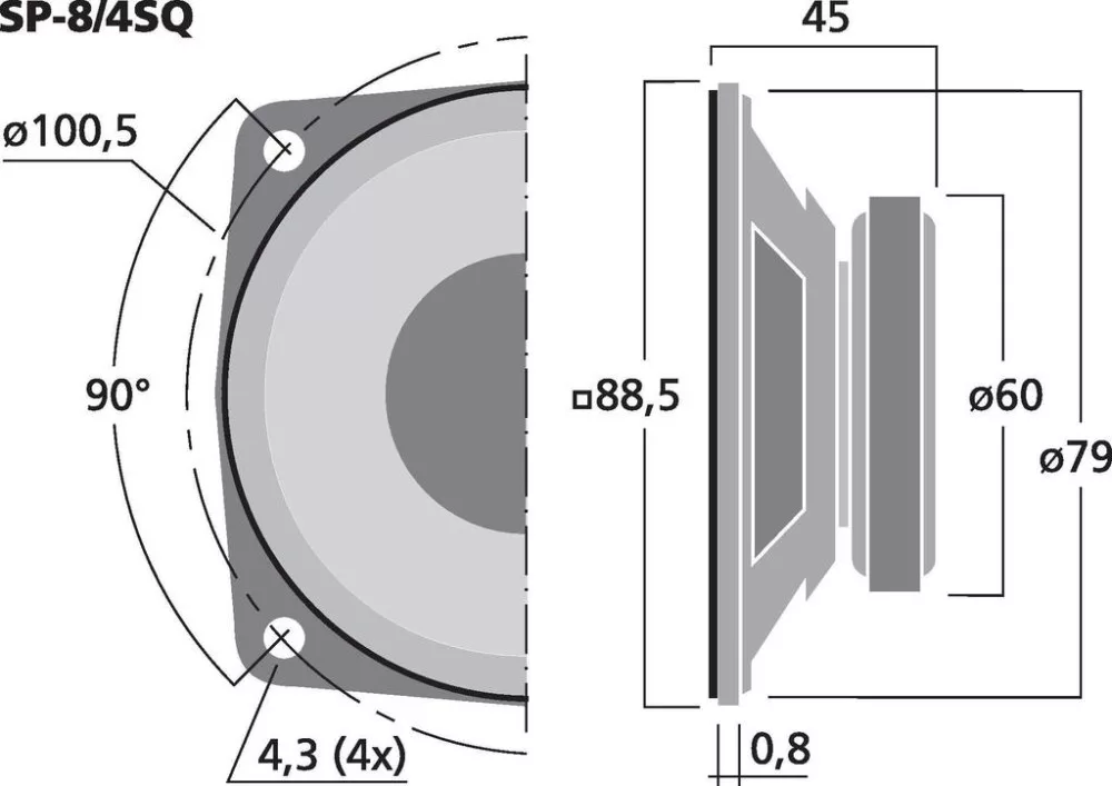 SP-8_4SQ Univerzális hangszóró, 20W max , 4Ω - 2. kép