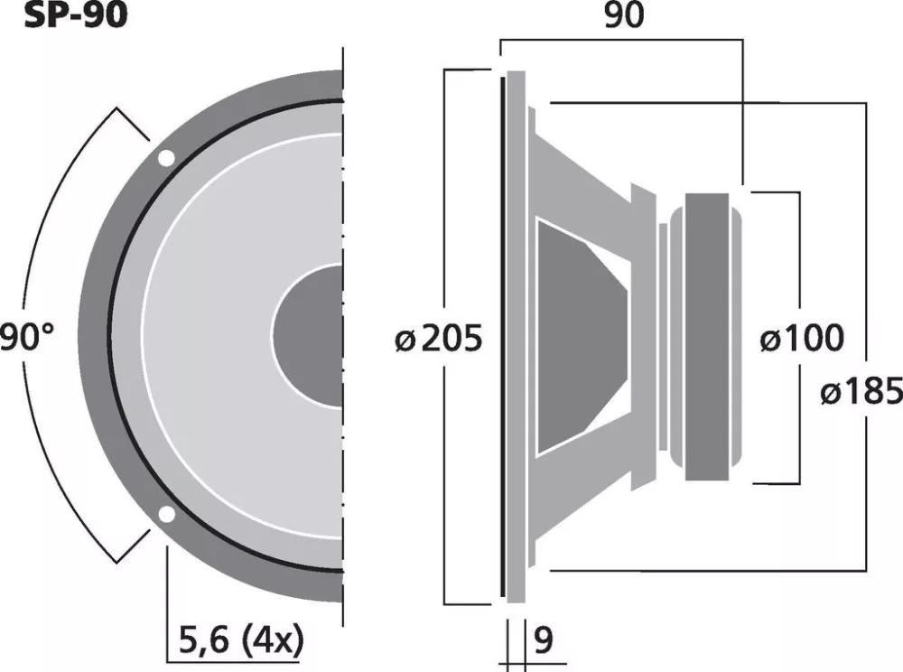 SP-90 Univerzális basszushangszóró, 70W max , 8Ω - 3. kép