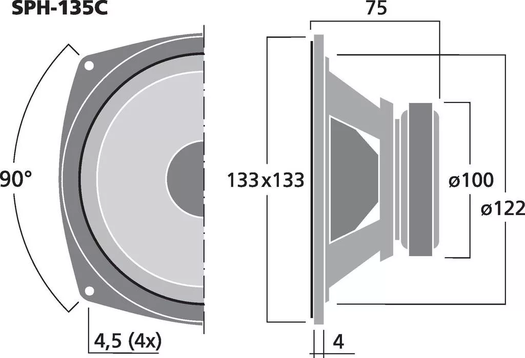 SPH-135C Hi-Fi mélyközépsugárzó, 80W max , 8Ω - 3. kép