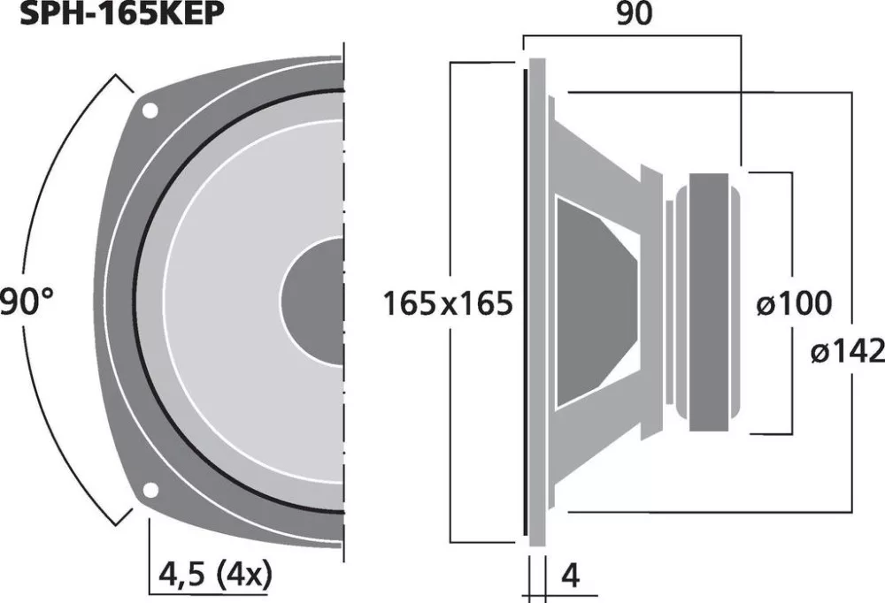 SPH-165KEP Hi-Fi mélyközépsugárzó, 100W max , 8Ω - 3. kép