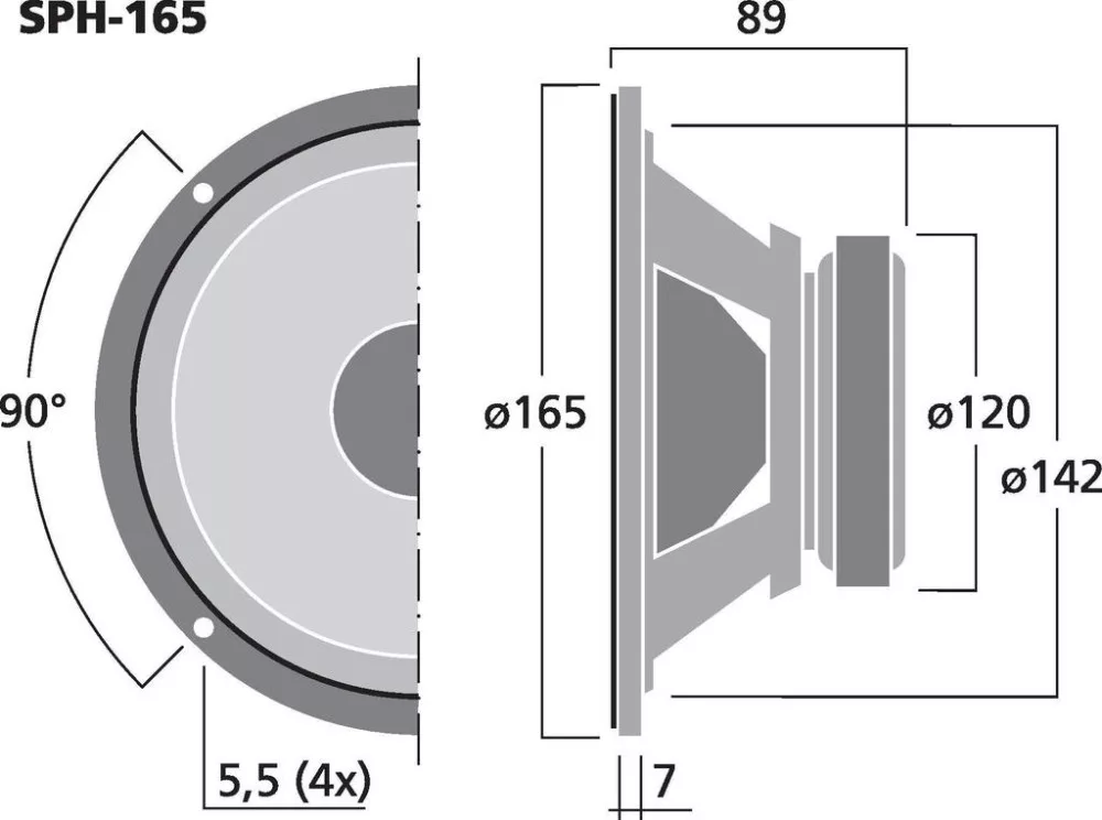 SPH-165 Hi-Fi mélyközépsugárzó, 100W max , 8Ω - 3. kép
