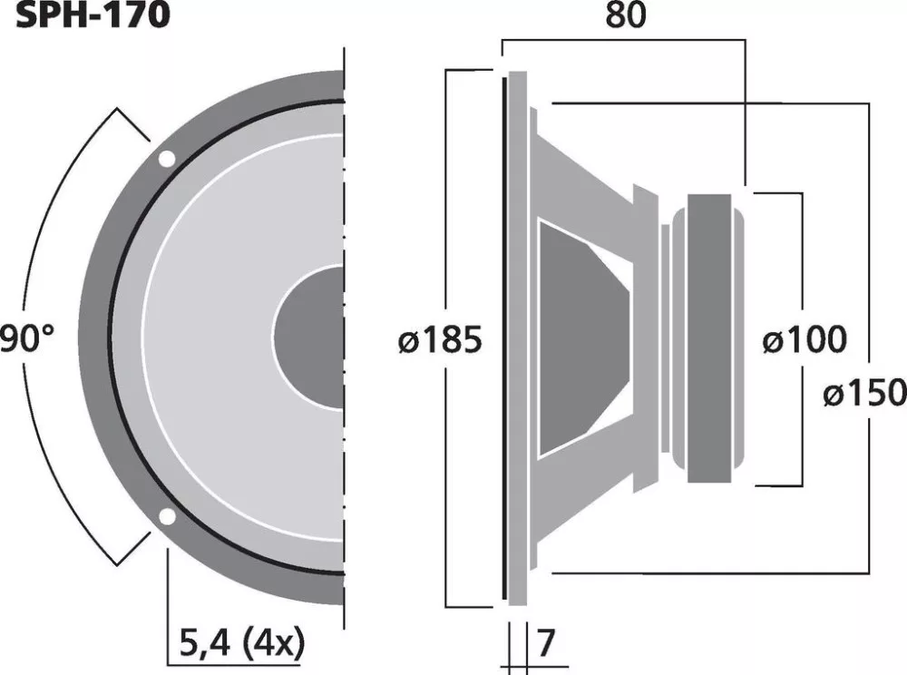SPH-170 Hi-Fi mélyközépsugárzó, 80W max , 8Ω - 3. kép