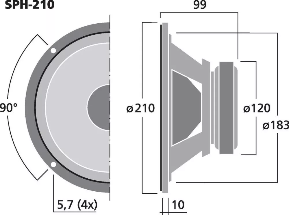 SPH-210 Hi-Fi mélyközépsugárzó, 100W max , 8Ω - 3. kép