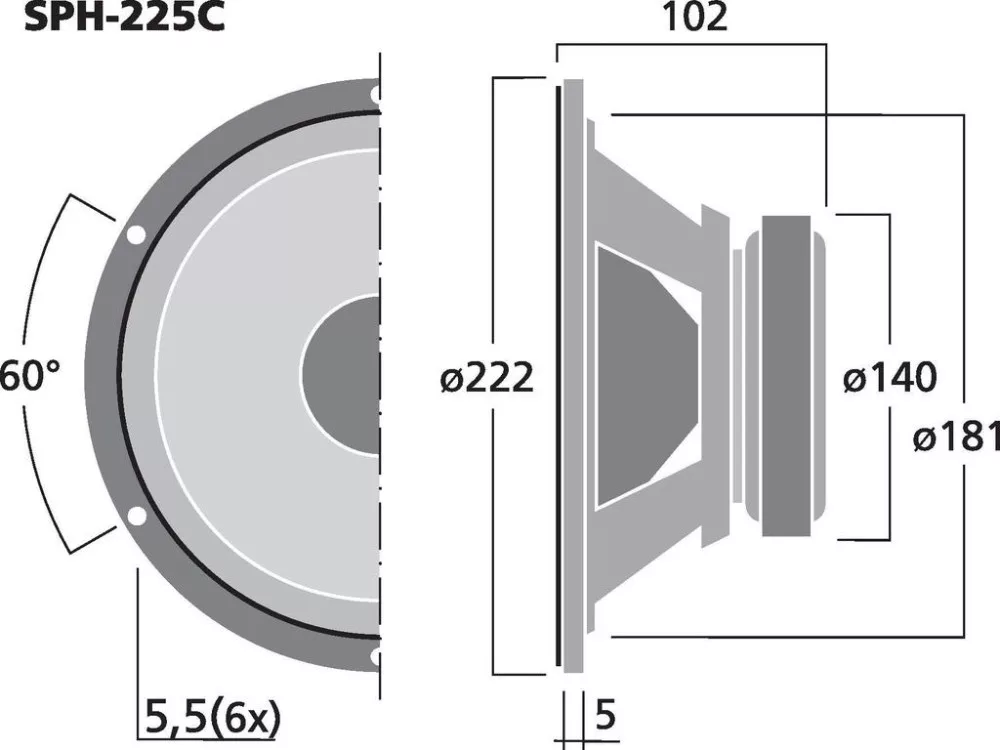 SPH-225C High-end basszushangszóró, 150W max , 8Ω - 2. kép