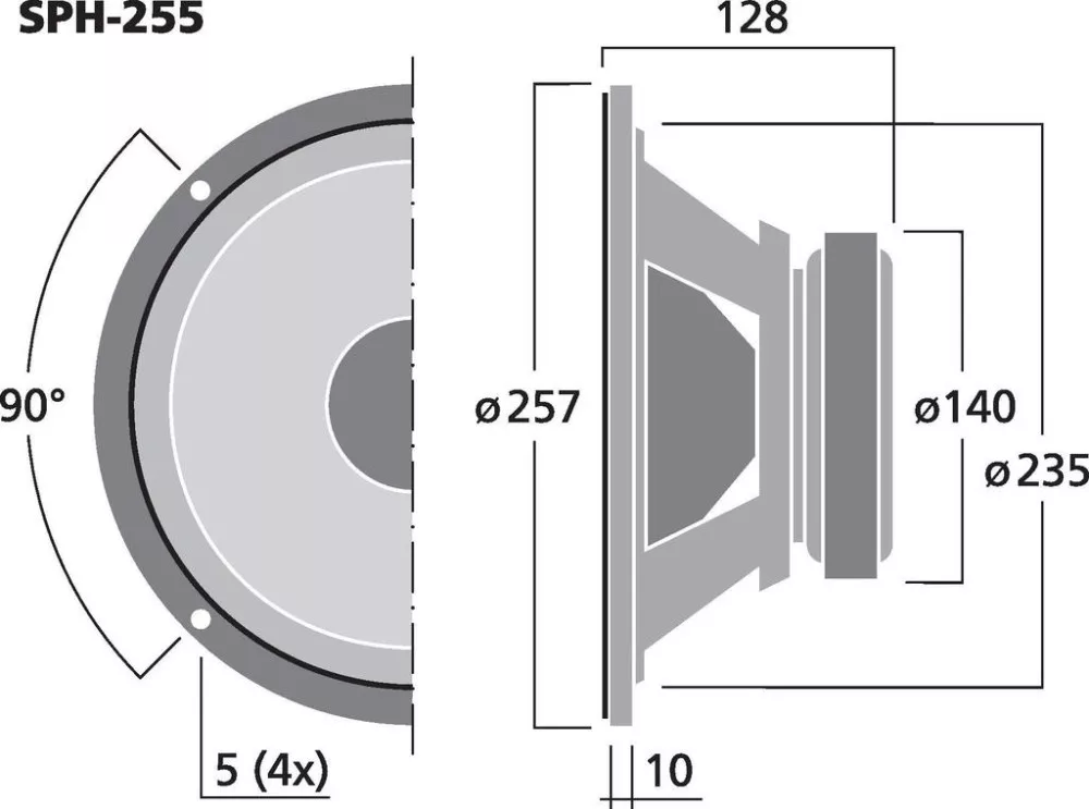 SPH-255 Hi-Fi basszushangszóró, 120W max , 8Ω - 3. kép
