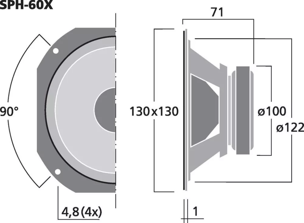 SPH-60X Szélessávú hangszóró, 60W max , 8Ω - 3. kép