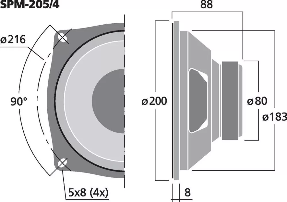SPM-205/4 Hi-Fi mélyközép hangszóró, 70W / 4 Ohm - 2. kép