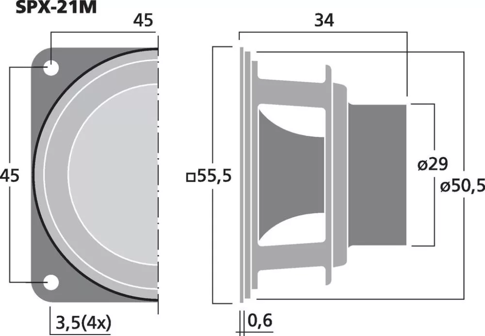 SPX-21M Hi-fi Szélessávú hangszóró, 12W / 4 Ohm - 2. kép
