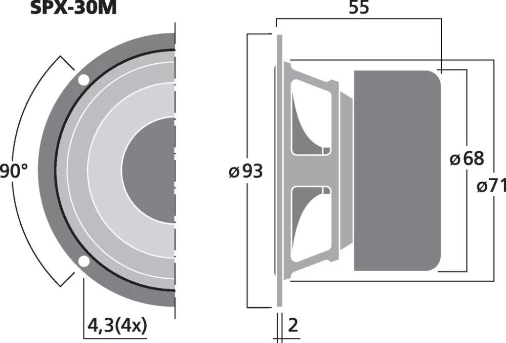 SPX-30M Hi-fi Szélessávú hangszóró, 20W / 8 Ohm - 2. kép