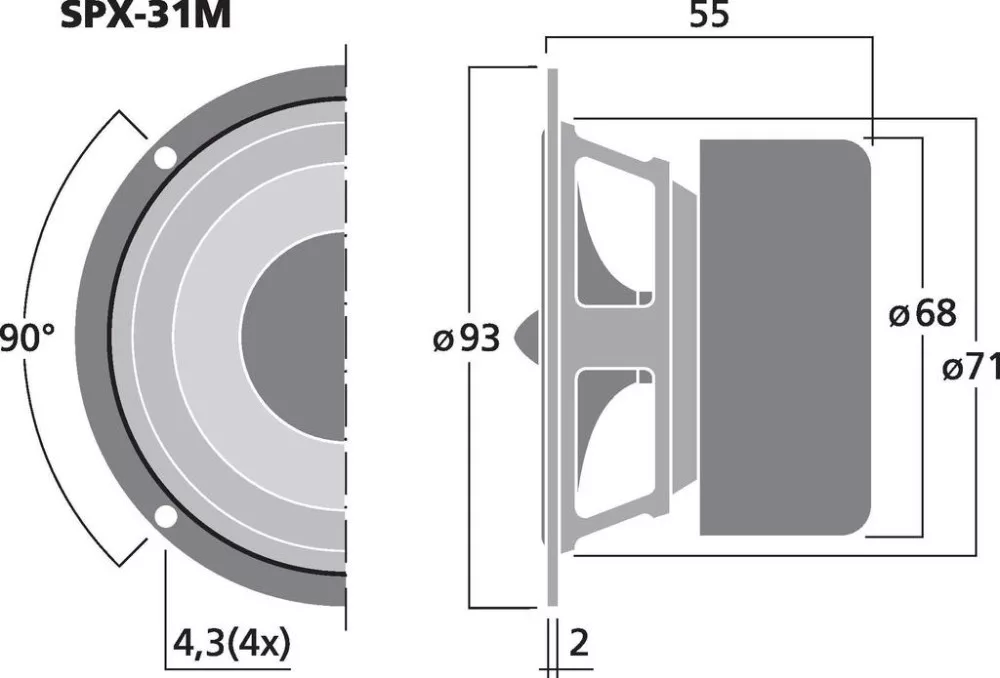 SPX-31M Hi-fi Szélessávú hangszóró, 20W / 8 Ohm - 2. kép