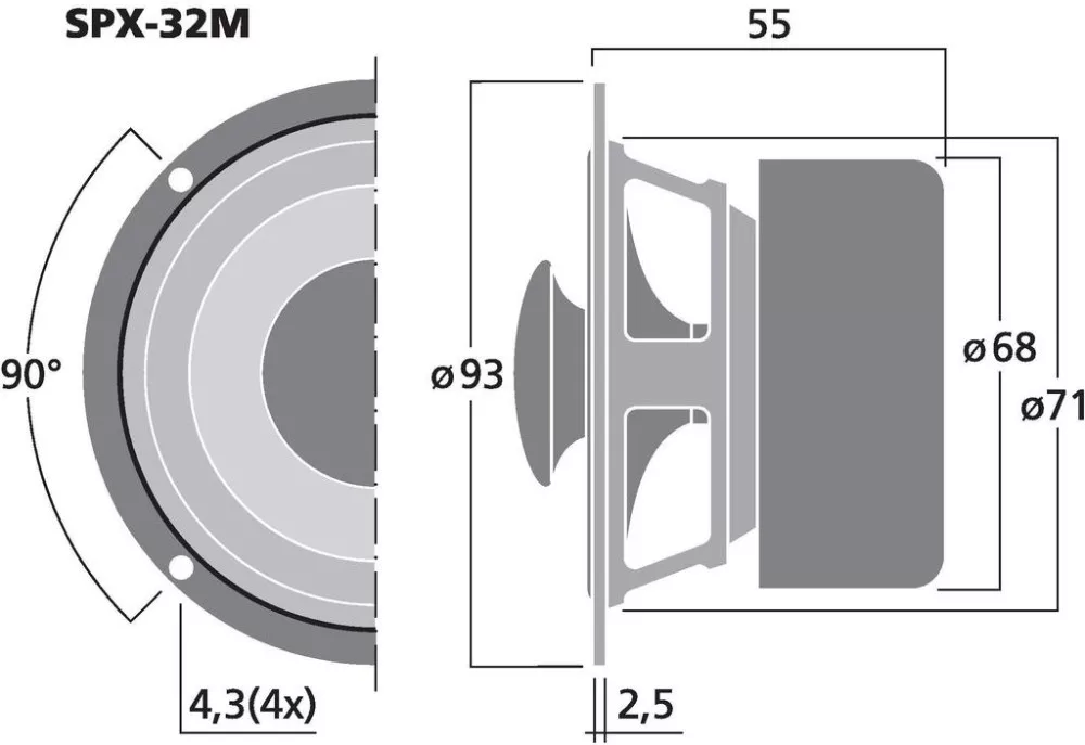 SPX-32M Hi-fi Szélessávú hangszóró, 20W / 8 Ohm - 2. kép