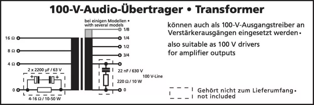 TR-175_10 100V-os Nagyteljesítményű Audió Transzformátorok - 2. kép