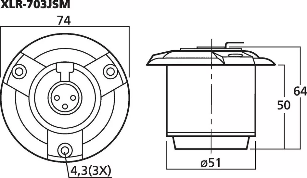 XLR-703JSM Rázkódás-védett XLR aljzat - 2. kép