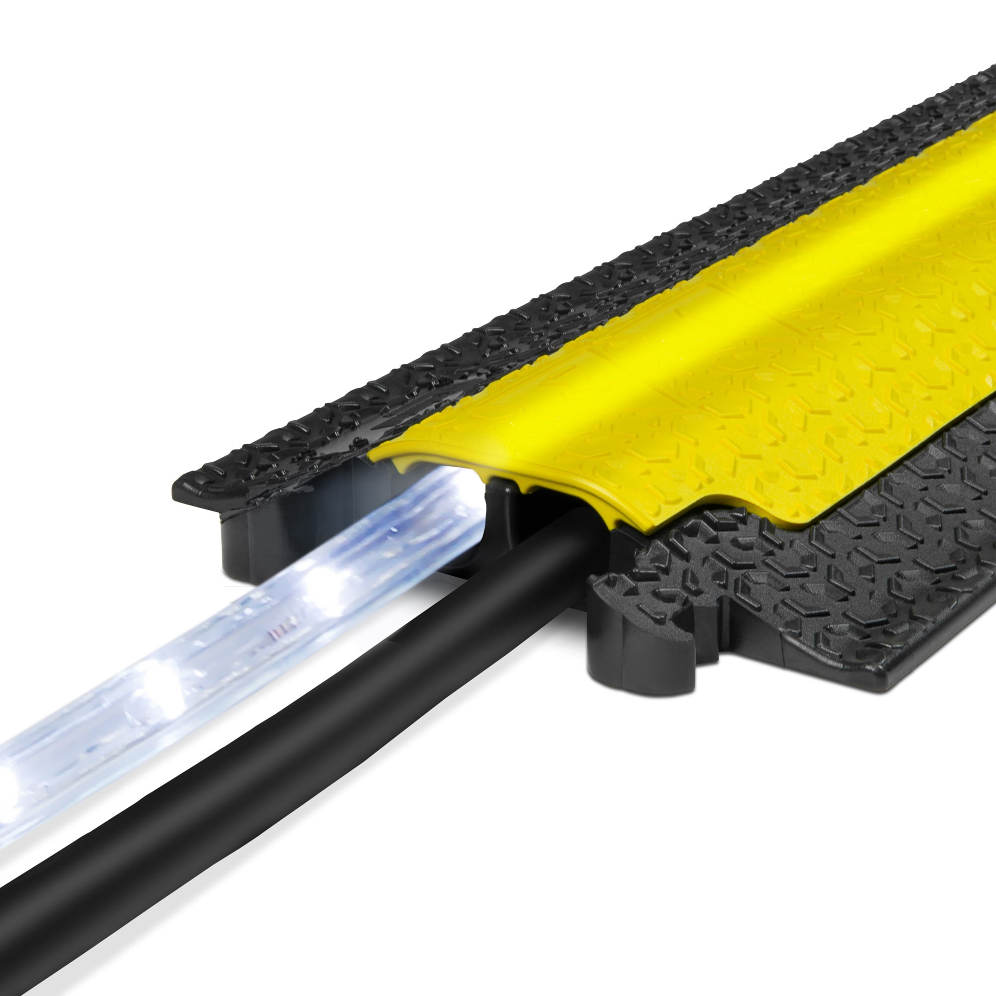 Defender MICRO 2 LUX - cable protector 2-channel, openable, fényáteresztő yellow lid / cover, max. load 2 tonna