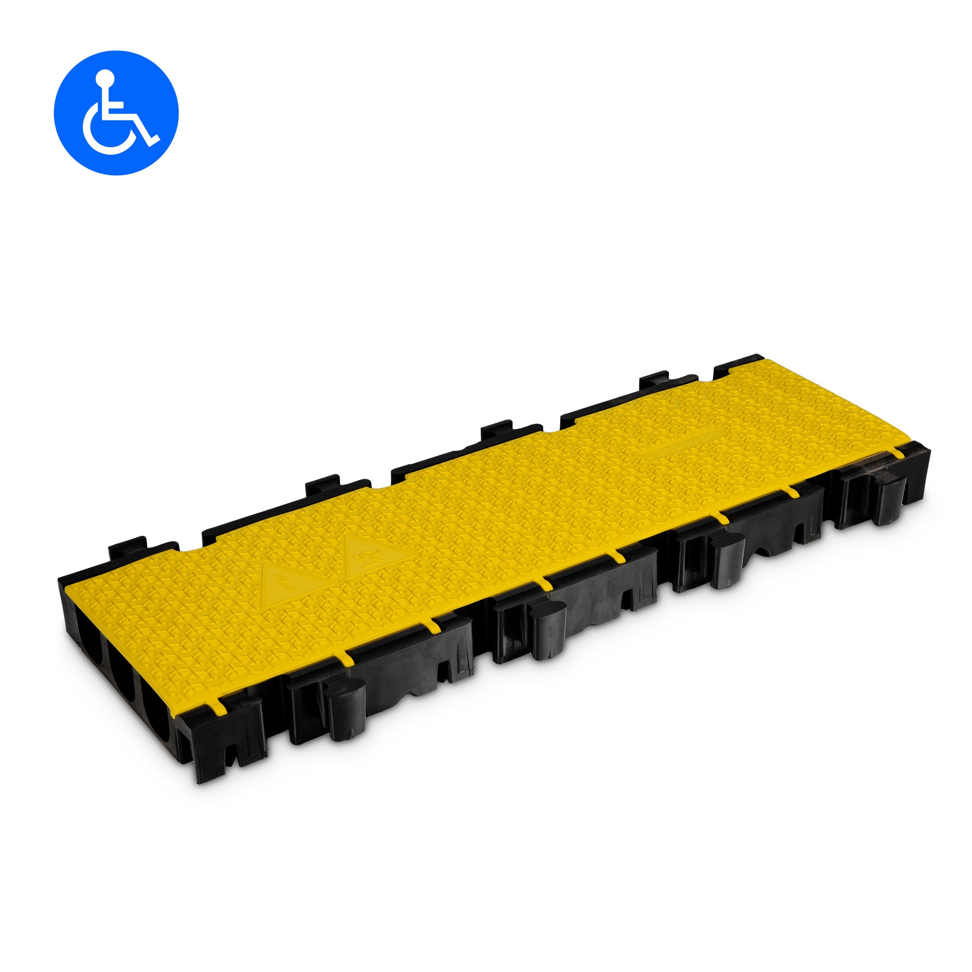Defender 3 2D M - kerekesszék cable protector középrész akadálymentesítéshez, 3-channel, openable lid / cover, yellow