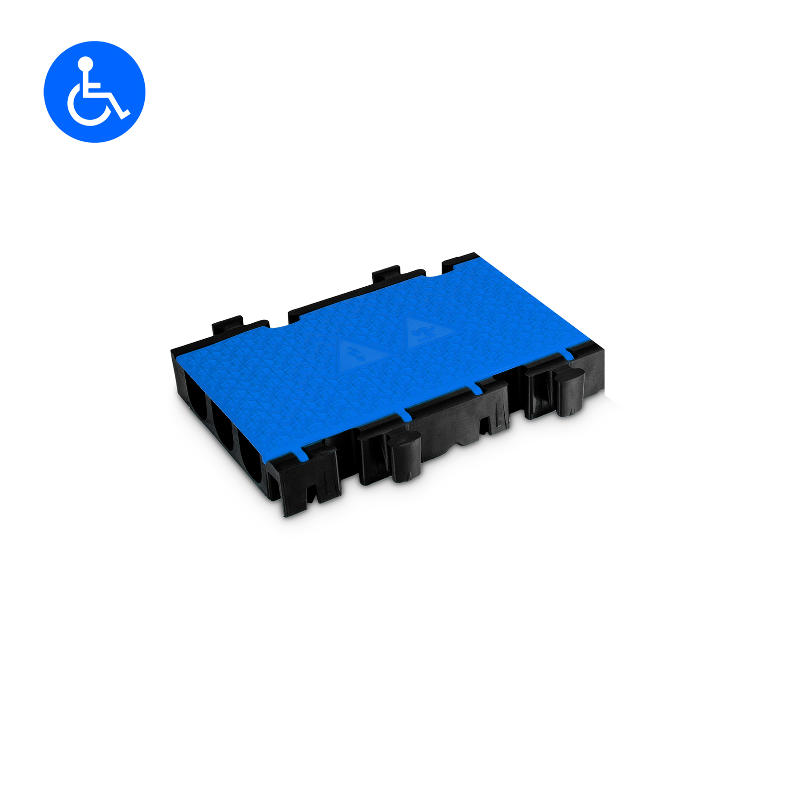 Defender 3 2D HV BLU - kerekesszék cable protector feles középrész, 3-channel, yellow lid / cover, blue