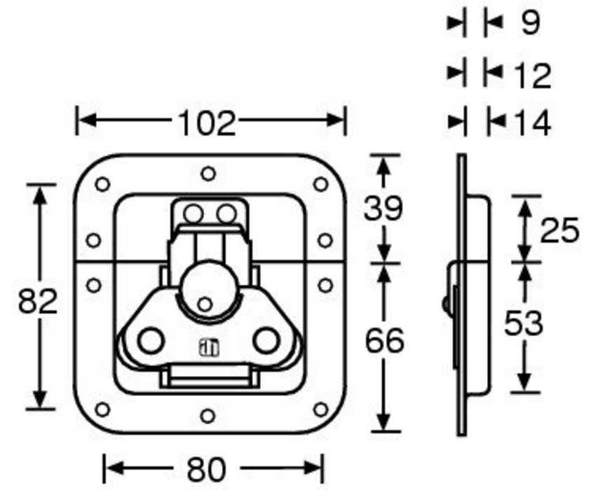 Adam Hall 17295 - pillangózár,közepes, 9 mm mély tálcába szerelve - 2. kép