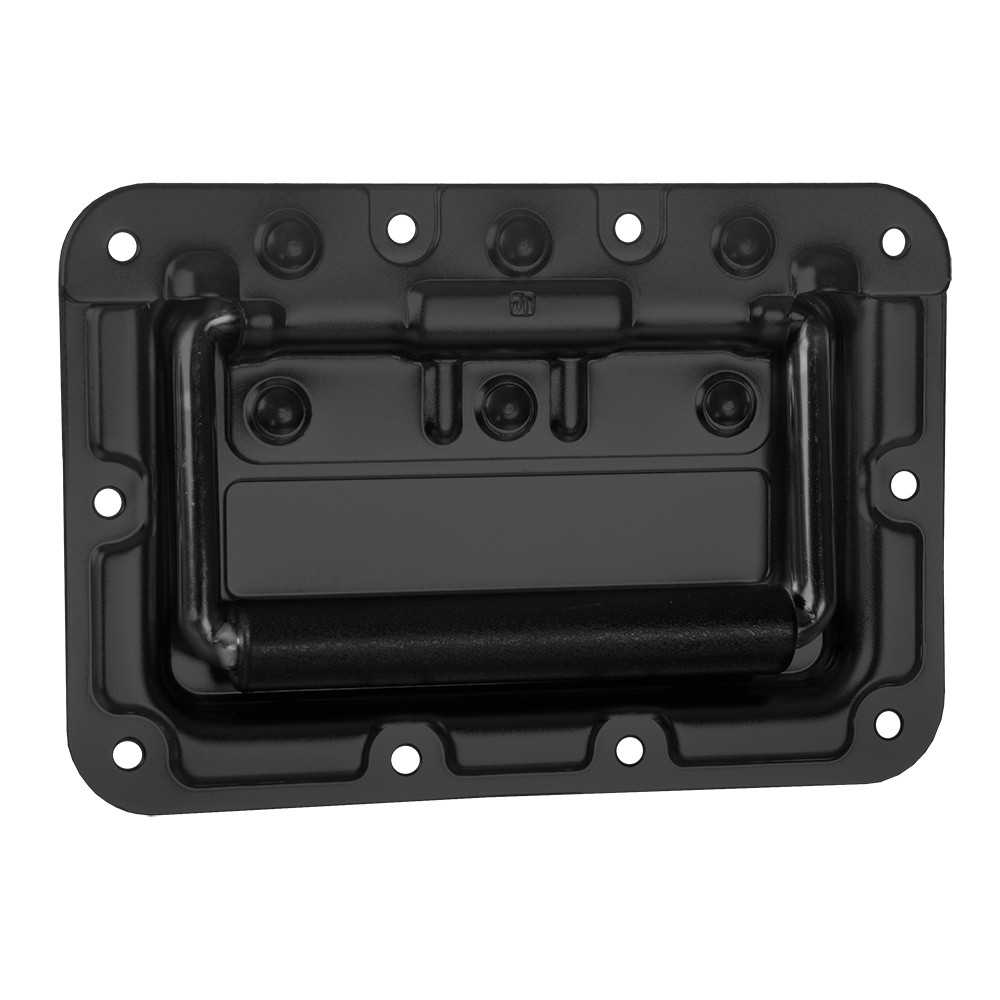 Adam Hall 34081 BLK - flight case handle / ear black, spring-loaded, a 34083-mal azonos size (160x107) de csak 9 mm bass