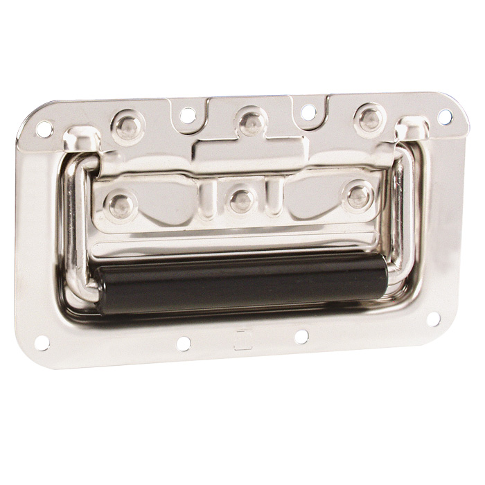 Adam Hall 340822 - flight case handle / ear galvanized, spring-loaded, gumírozott füllel, 155x75x8 mm