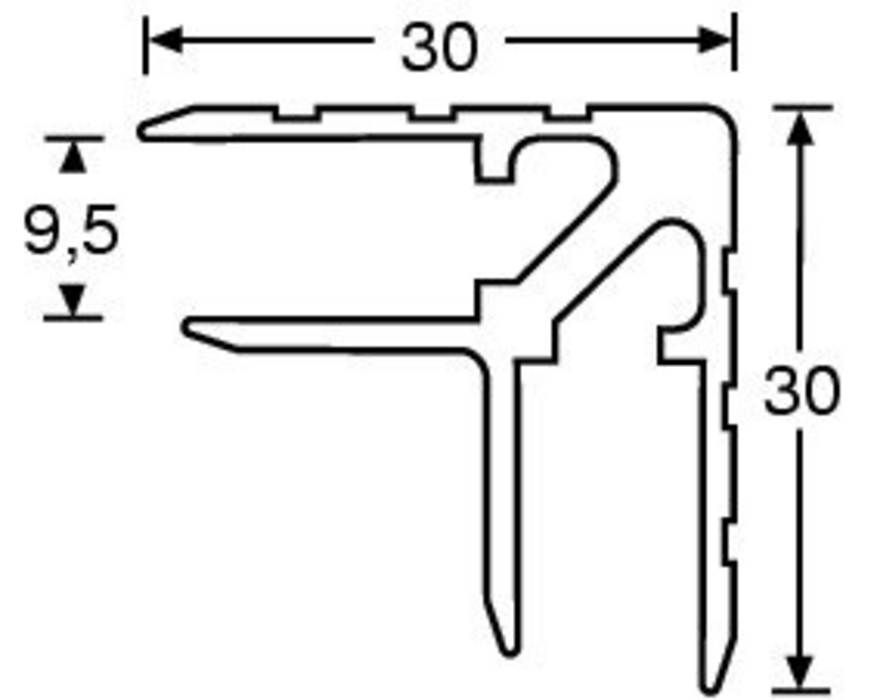Adam Hall 6107 - élprofil 9,5 mm - 30x30x1,5 mm, ezüst - 2. kép