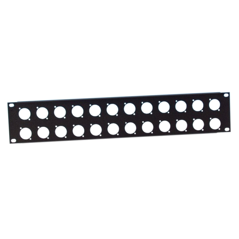 Adam Hall 872214 - 19" furatozott vas front panel, 2 U, 24 x XLR D furat, black