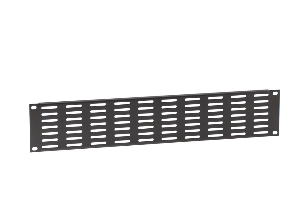 Adam Hall 87222 VH - 19"-os szellőző vas előlap, 2 U, vízszintesen réselt, fekete