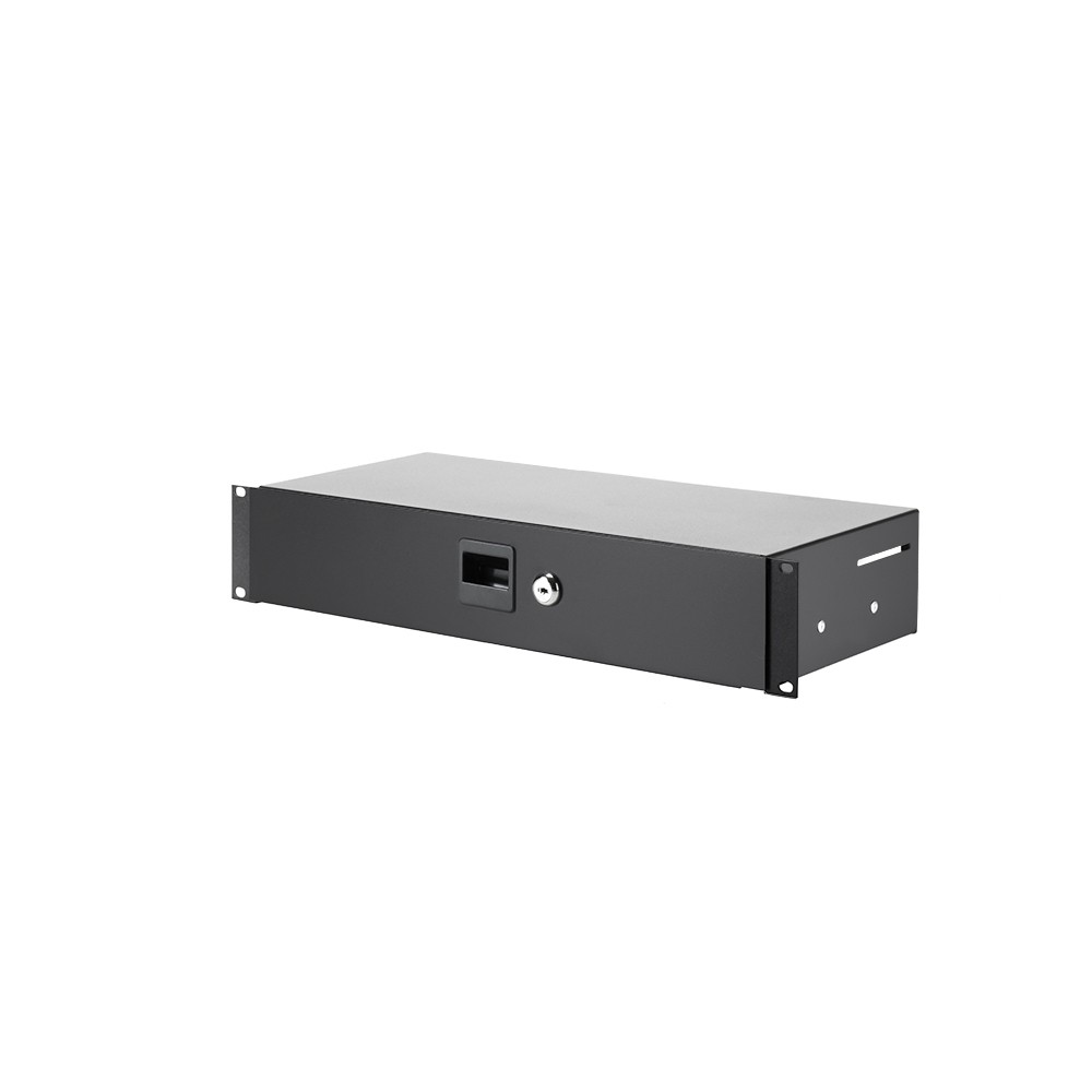 Adam Hall 874 02 S - 19"-os rack fiók 2 U/200 mm feketére festve
