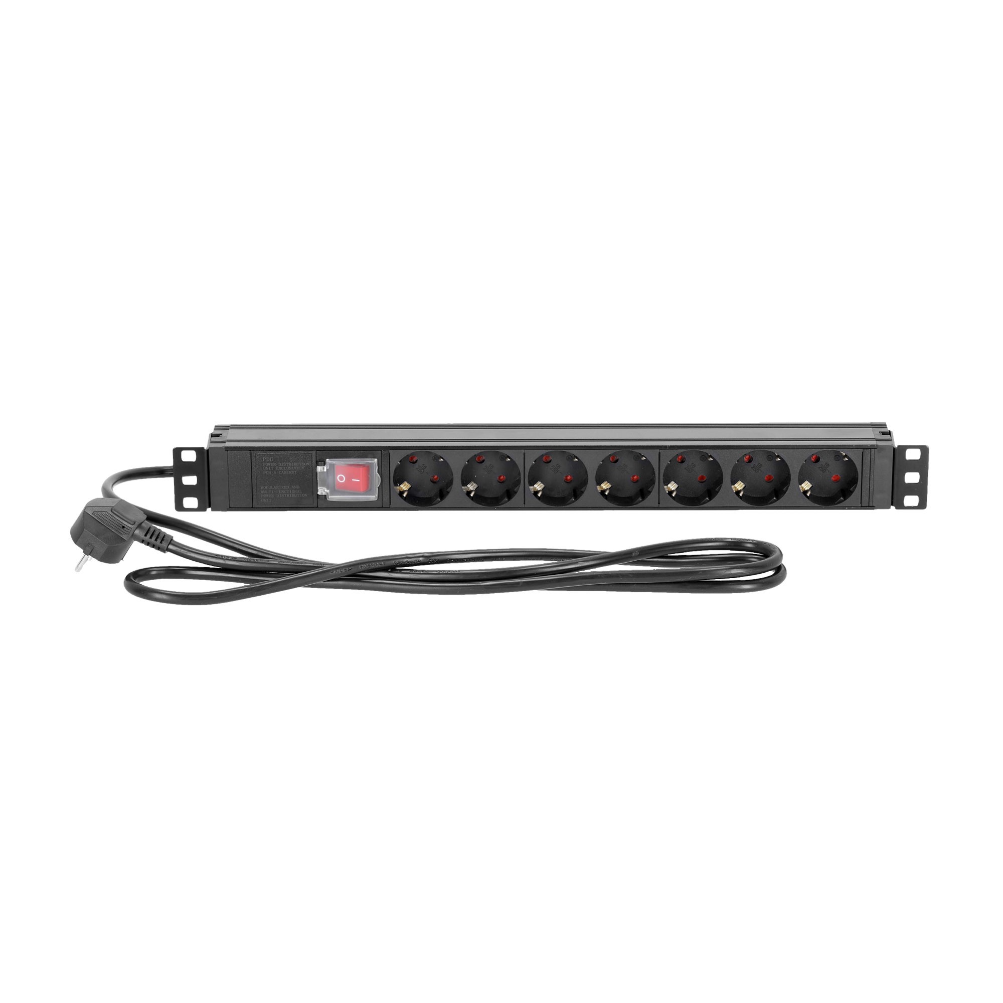 Adam Hall Cables 87471 X7 - 19" power distributor, 1 U, 7x earthed / Schuko socket, védősapkával ellátott kapcsolóval